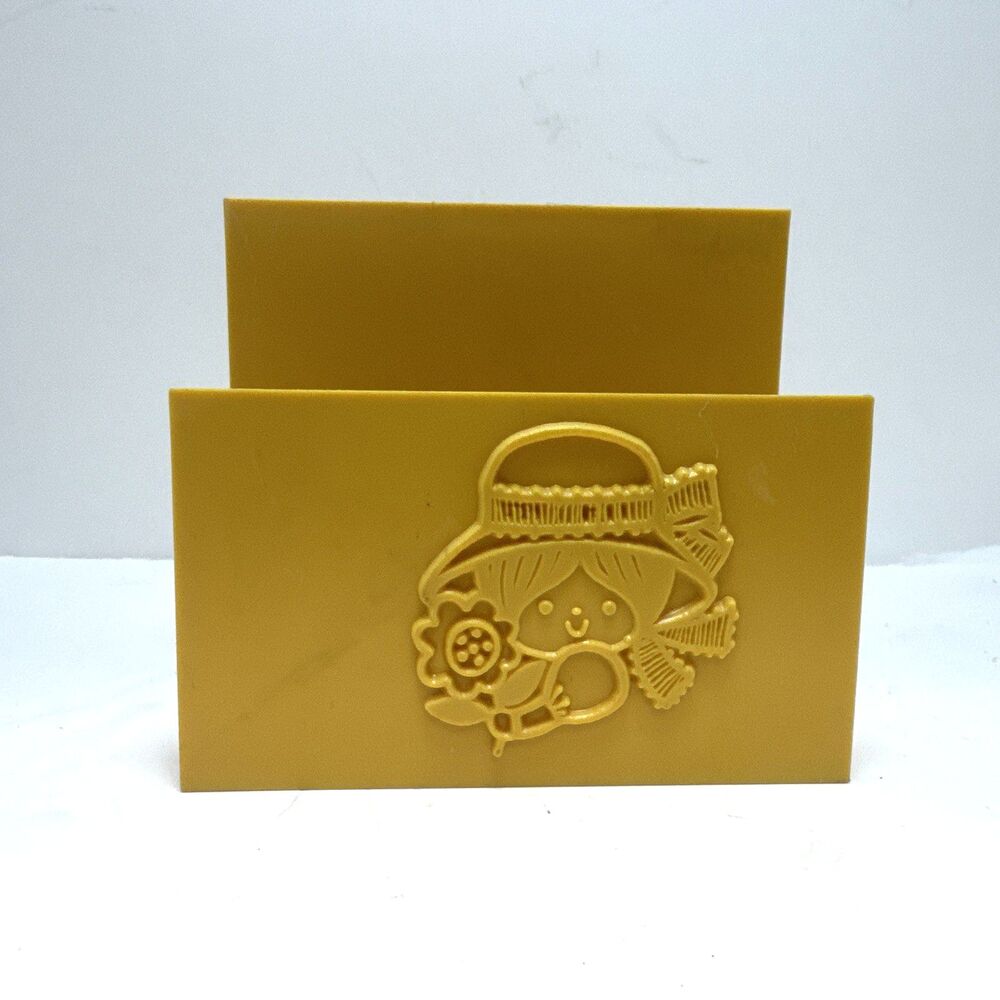 VTG  MCM 70’s Hippy Flower Mail Organizer Letter napkin Holder Retro Yellow